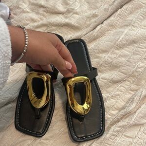 Gold and Black Women's Sandals